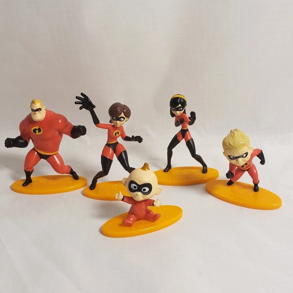 Lot (5) Disney Pixar Incredibles Family Mini Figures Cake Toppers 1.5